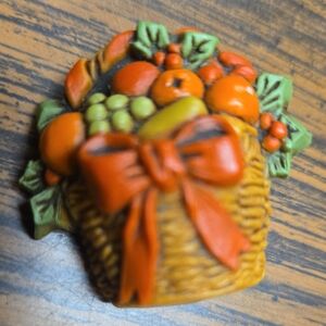 Colorful Harvest Basket Brooch